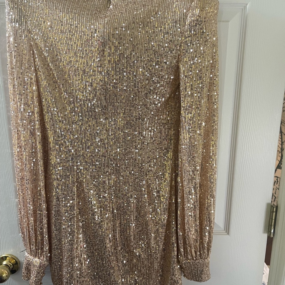 NWT Mac Duggal sequined mini dress size 2‎ color rose gold - Picture 9 of 10